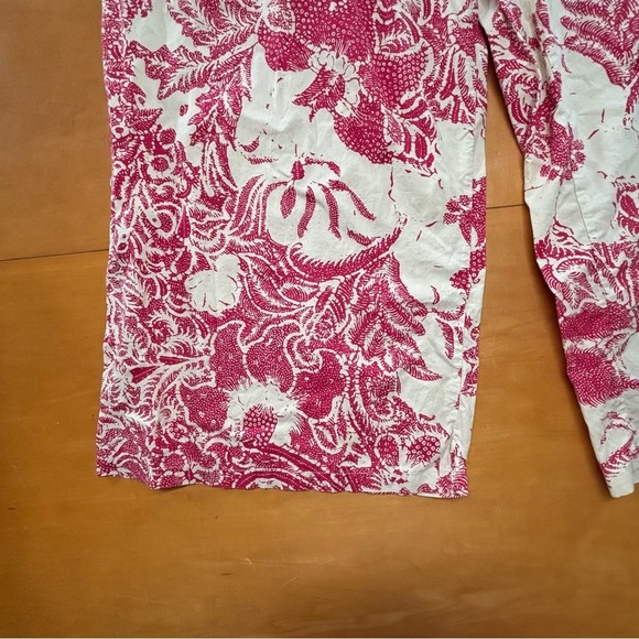 The J Petersen Co Cream Red Batik Boho Wide Leg Cottonn Casual Pajama - Picture 4 of 9